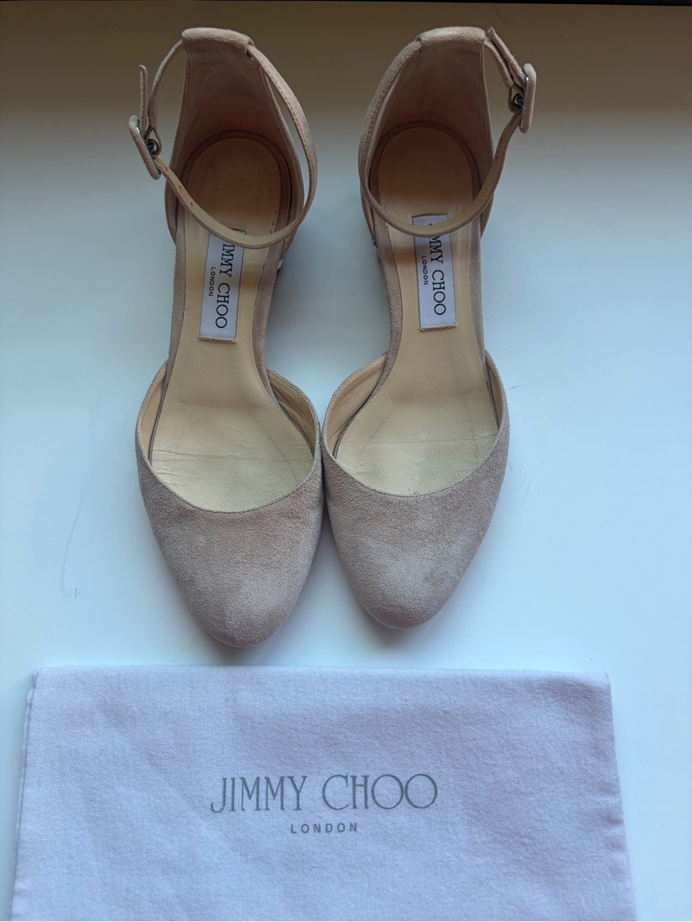 Jimmy Choo Light Nude Suede Embellished Women’s Sandals size 38.5